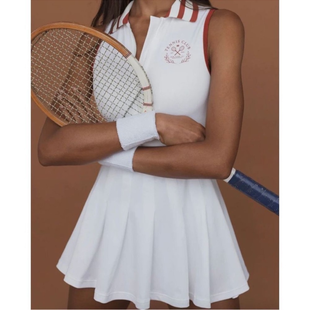 WeWoreWhat Tennis Dress - Red & White with built in spandex